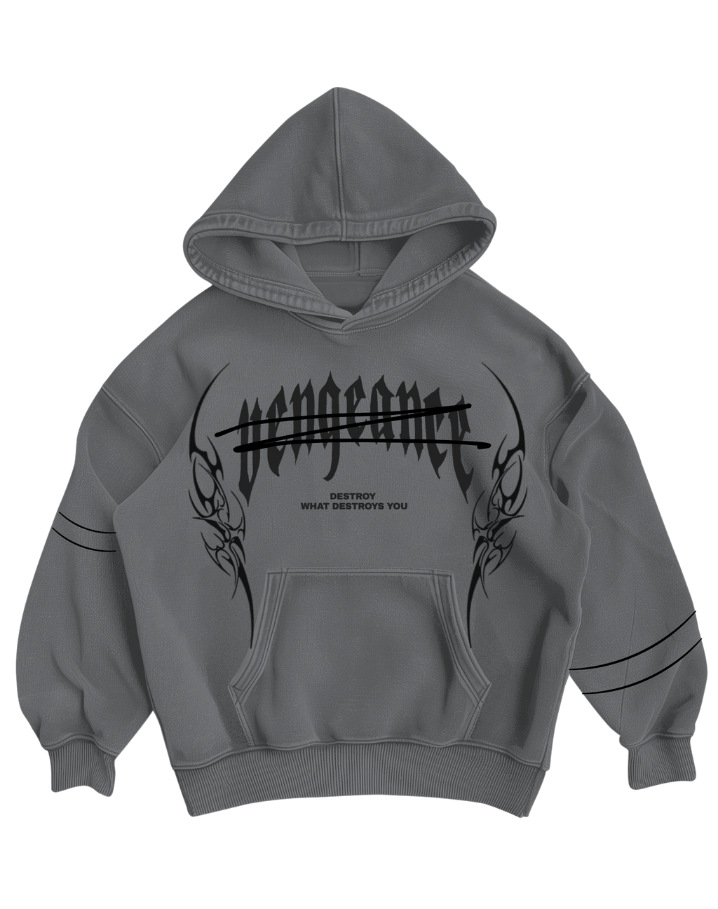 VENGEANCE - GREY OVERSIZED HOODIE