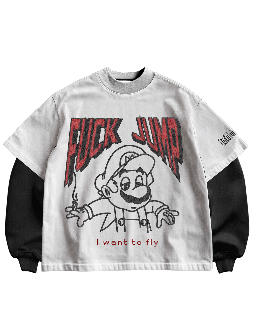 MARIO RETRO - WHITE/BLACK FULL SLEEVES TEE