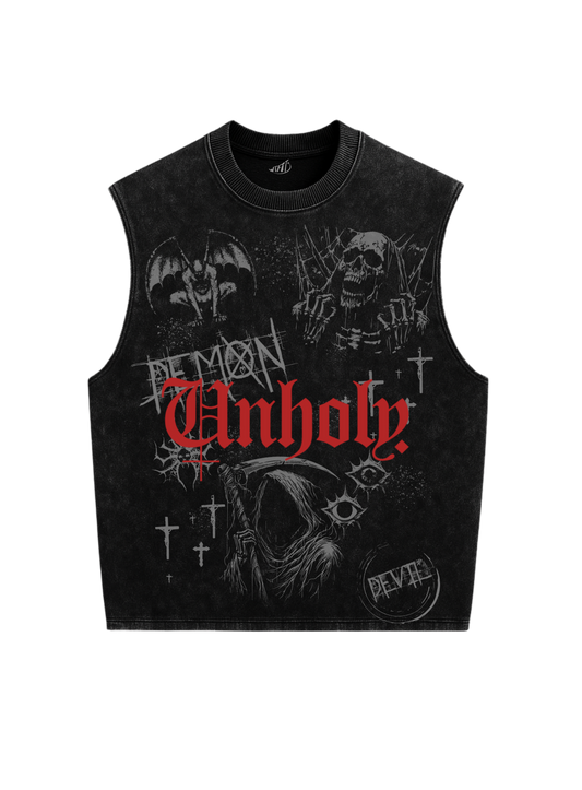 Trendy oversized black Vest with bold graphic print – perfect streetwear for Gen Z in India, ideal for casual college and urban fashion looks.