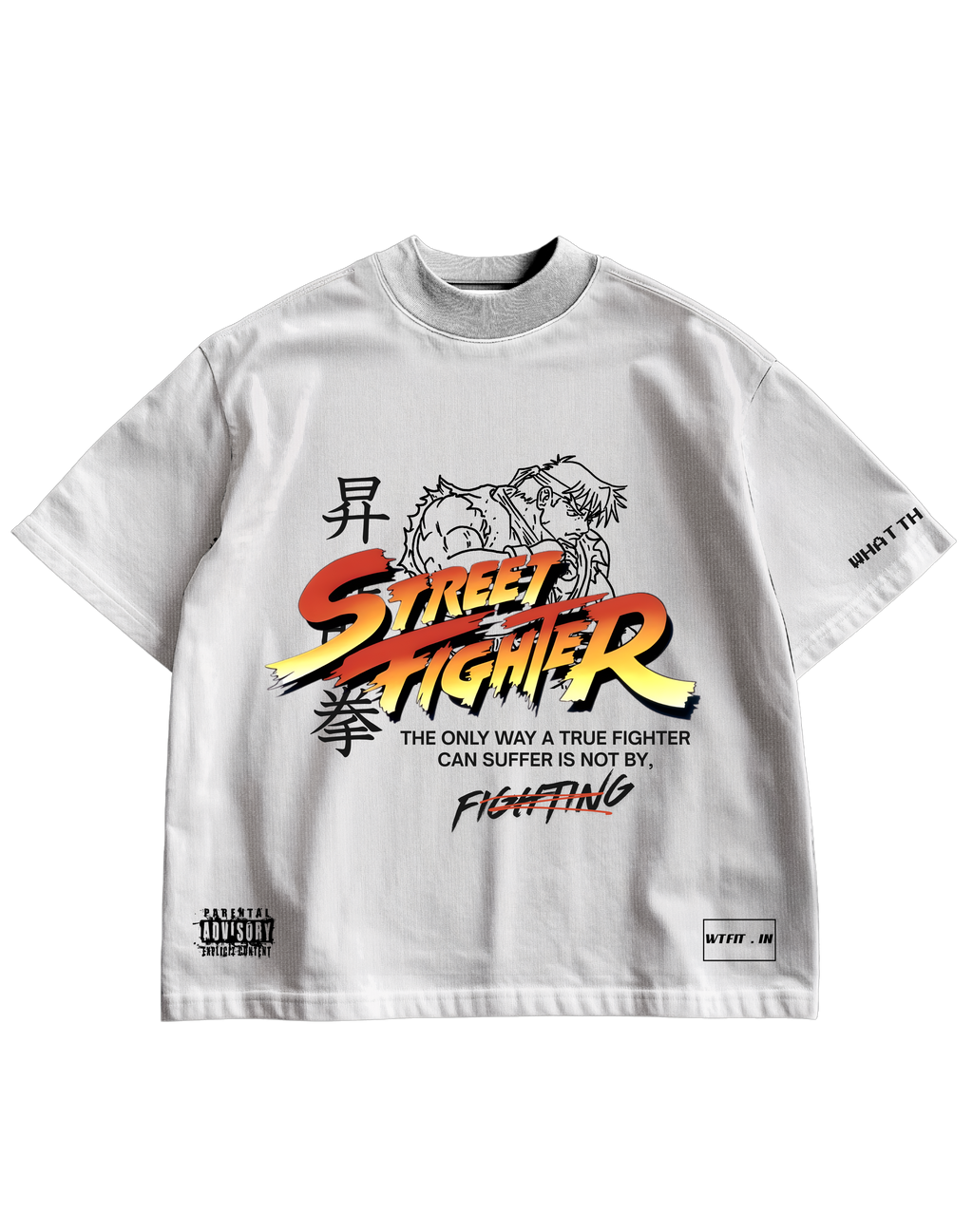 STREET FIGHTER - WHITE OVERSIZED TEE WITH PATCHWORK