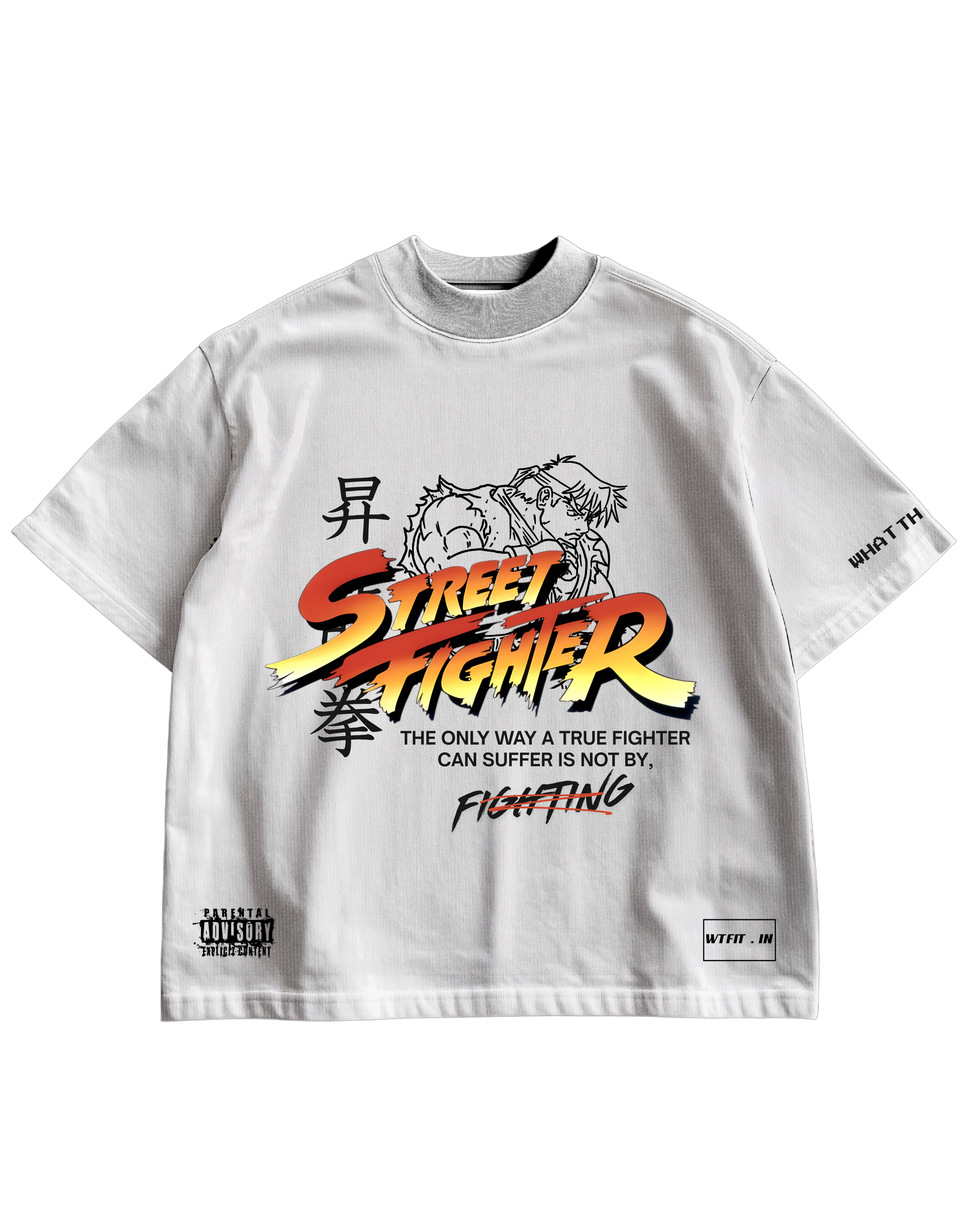 STREET FIGHTER - WHITE OVERSIZED TEE WITH PATCHWORK