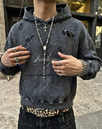 DEVIL'S PREY DISTRESSED - ACID WASH OVERSIZED HOODIE