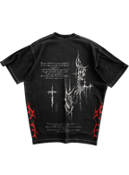 Trendy oversized black T-shirt with bold graphic print – perfect streetwear for Gen Z in India, ideal for casual college and urban fashion looks