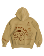 POMPOMPURIN - BEIGE OVERSIZED ZIP-UP HOODIE